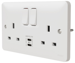 WMSS82-USBCC 13A 2 Gang Double Pole Switched Socket USB C+C PD