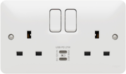 WMSS82-USBCC 13A 2 Gang Double Pole Switched Socket USB C+C PD