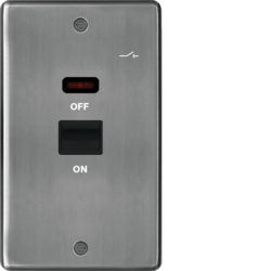 WRDP50VNBSB 50A Double Pole Switch 2 Gang with LED Indicator Brushed Steel Black Insert